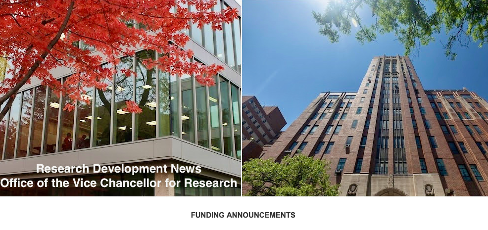 Example of Research Development Newsletter showing categories, Funding Announcements, Newswire, and OVCR and Campus Events.