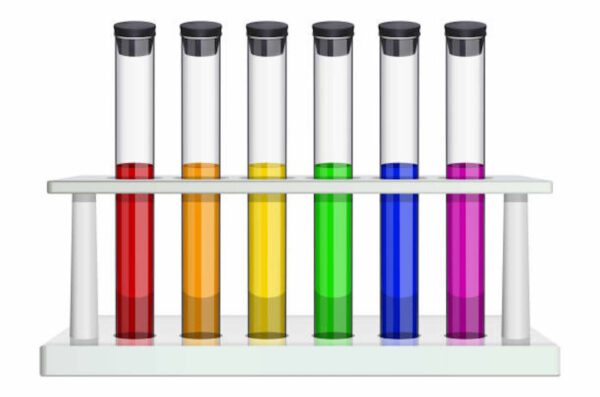 Test tubes filled with colored liquid